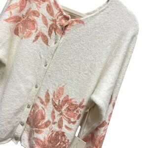 Joie NWT Soft Cream and Pink Floral Cardigan